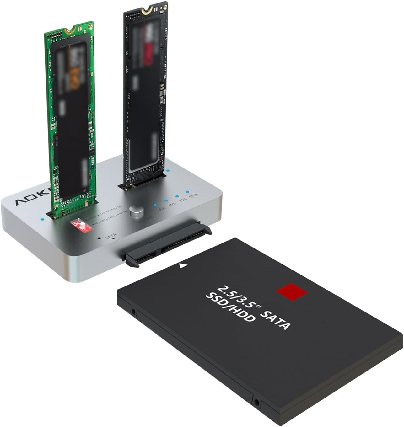 M.2 Duplicator SATA to Nvme SSD Cloner Docking Staion for Nvme + M.2 NGFF and 2.
