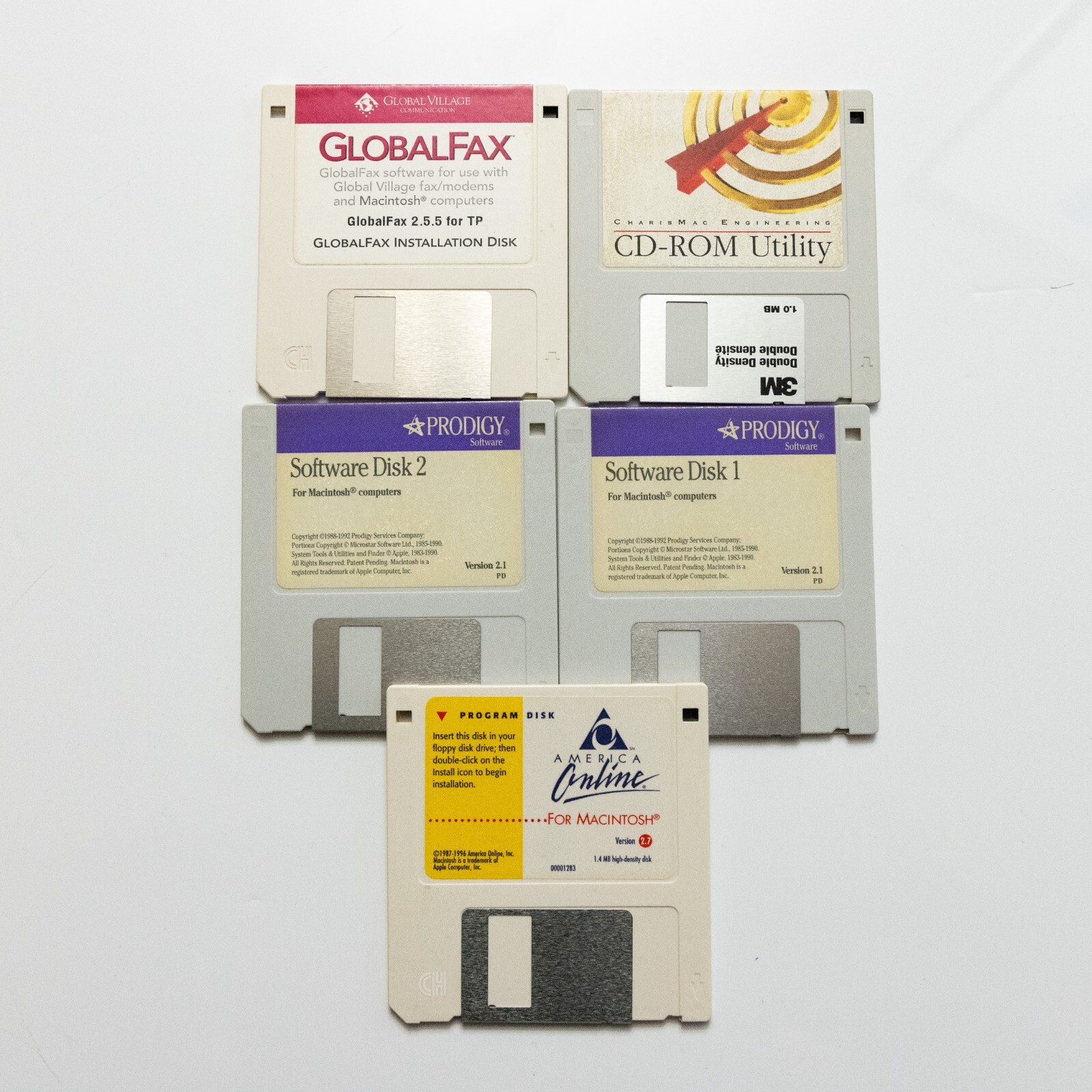 Vtg Lot Macintosh Software 3.5 inch Prodigy America Online Global Fax CharismMac