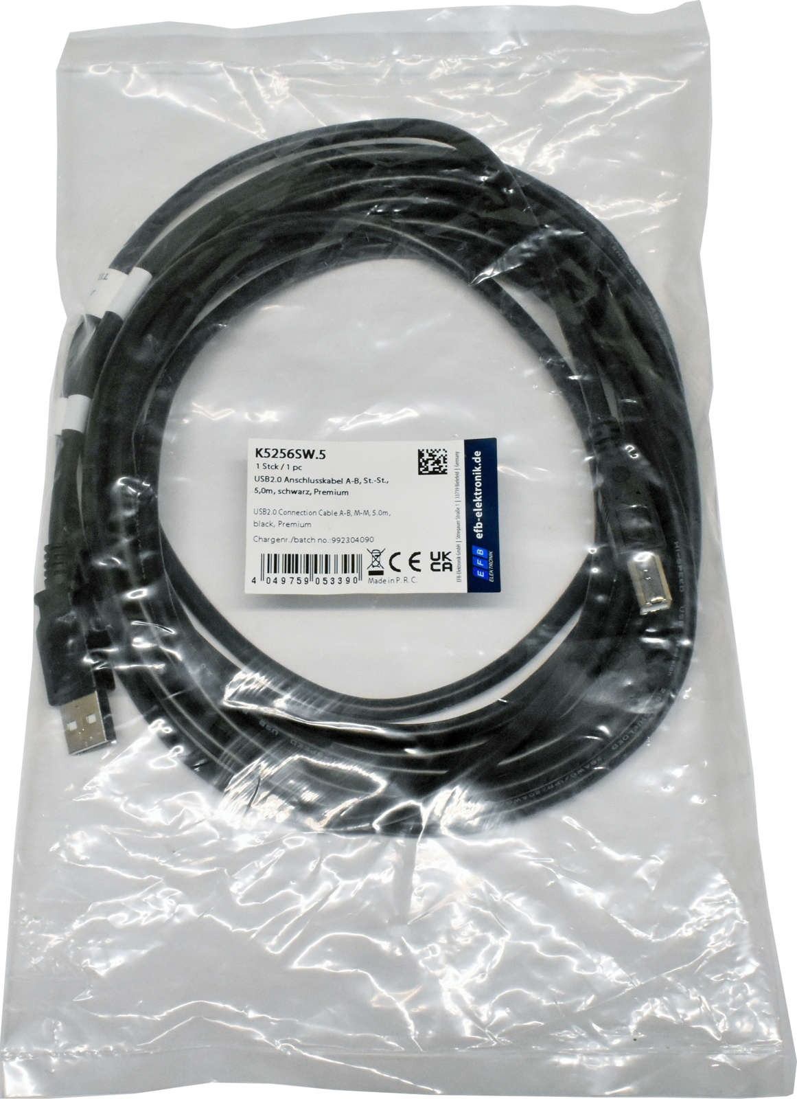 EFB Electronics K5256SW.5 USB 2.0 5m USB Cable Type A - B NEW NEW