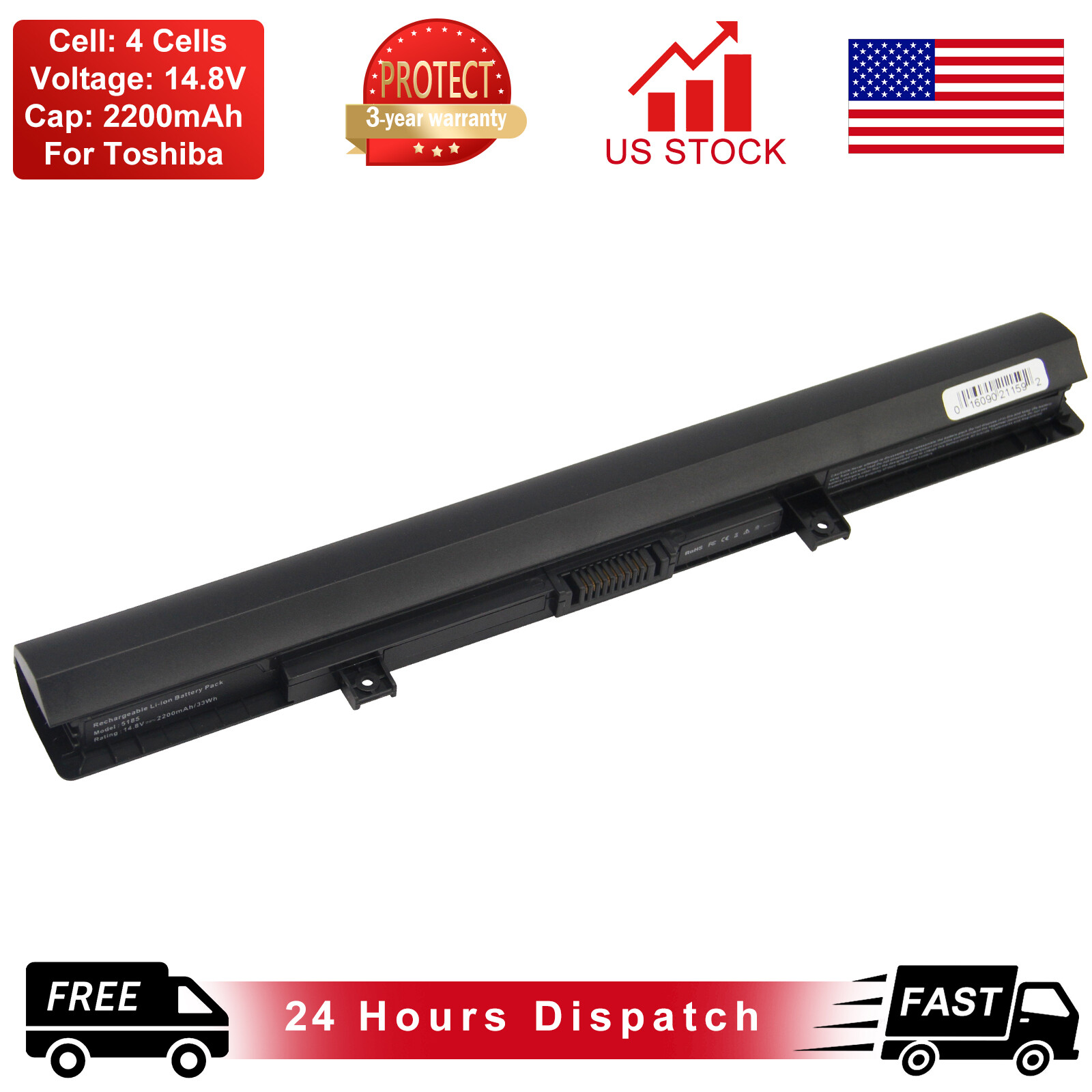 New Battery For Toshiba Satellite C55D C55T L55 C55-B PA5185U-1BRS PA5186U-1BRS