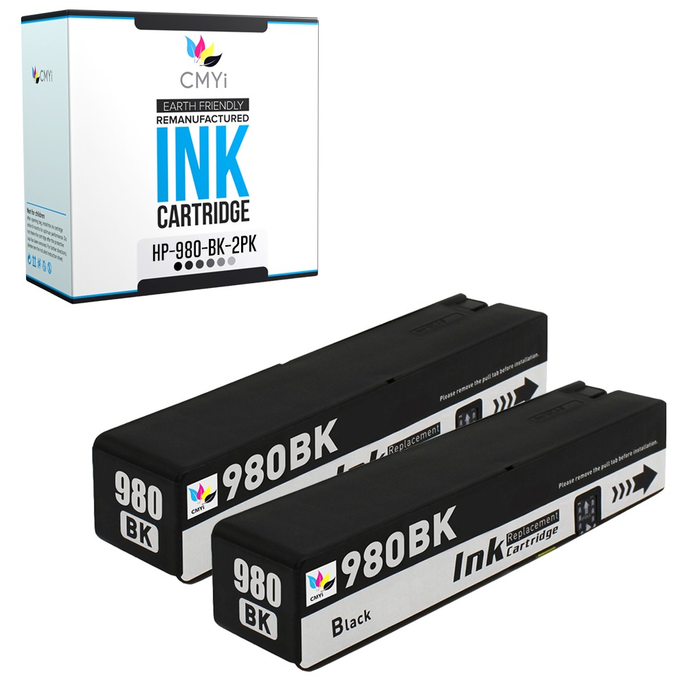 2-Pack Compatible CMYi 980 Black Ink for HP OfficeJet Enterprise Color X585f