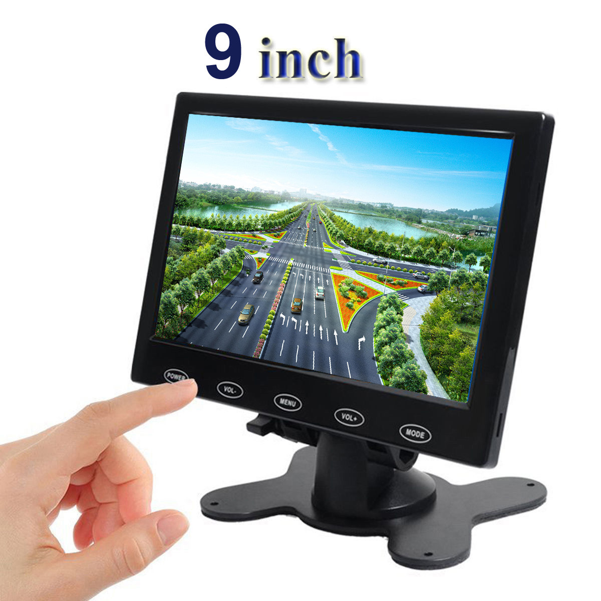 9'' HD Ultra Thin TFT LCD Color HD CCTV Monitor HDMI VGA AV w/Speaker + Adapter