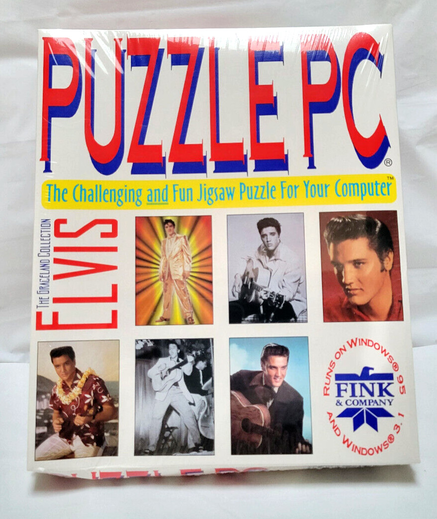 1996 Fink & Company - Elvis Presley Puzzle PC Software Windows 3.1 & 95 - READ