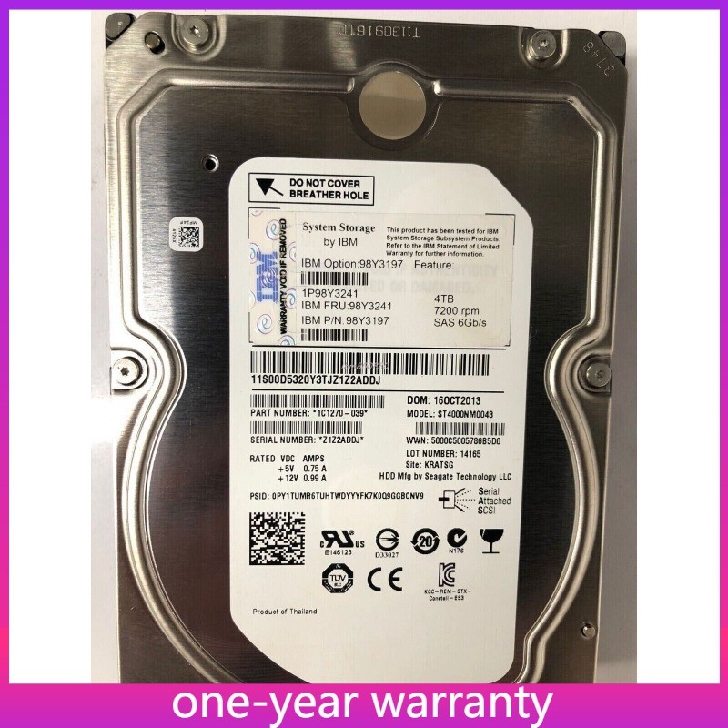 IBM XIV 4TB 7.2K RPM SAS 6Gb 98Y3197 98Y3241 0986650-03 00D5320 Hard Drive HDD