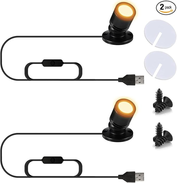 USB Powered Mini Spotlights for Displays 2-Pack – 5V Small LED Spot Lights Indoo