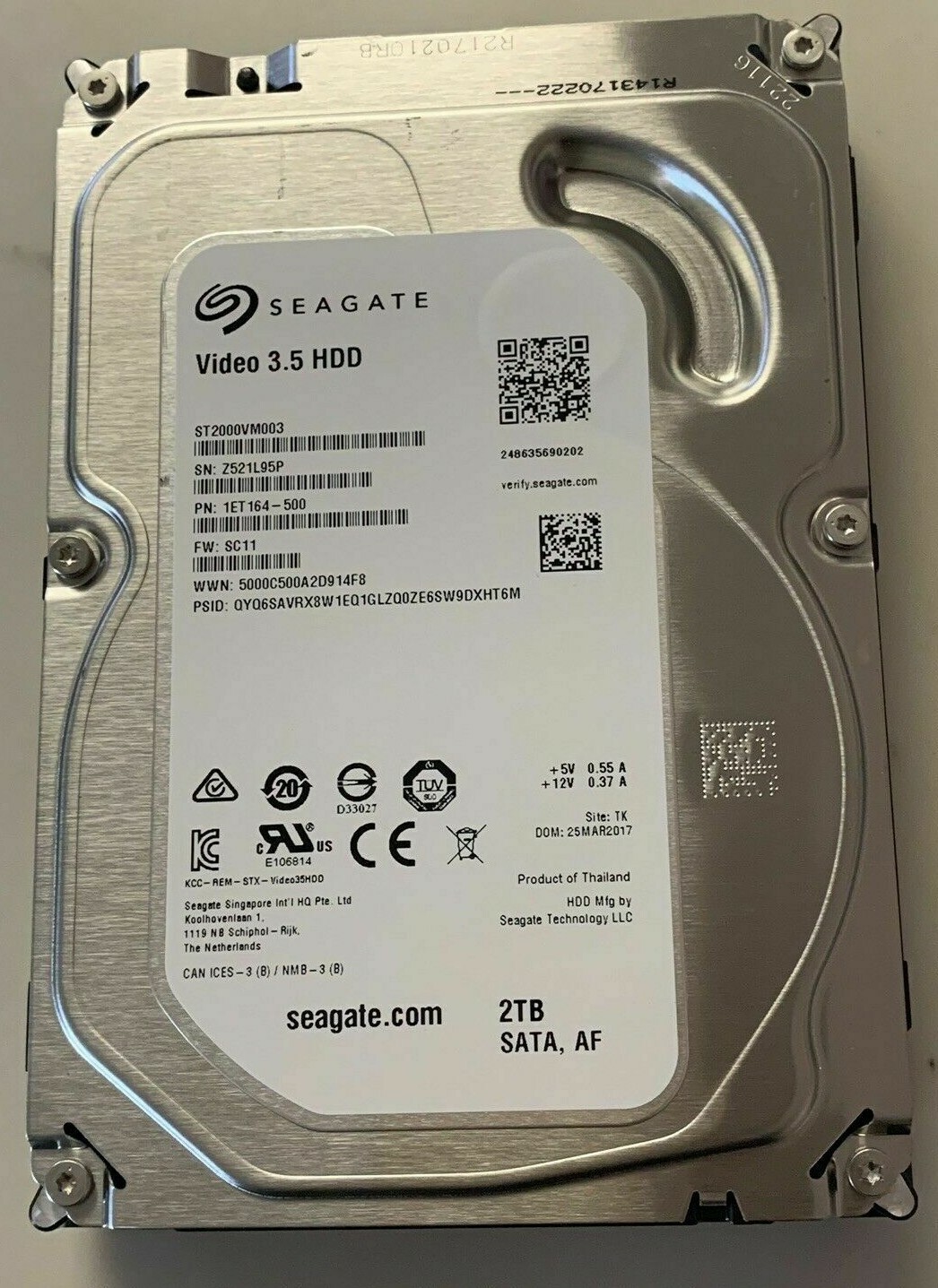 Seagate Video HDD ST2000VM003 2TB 5900RPM 3.5" SATA Security CCTV DVR