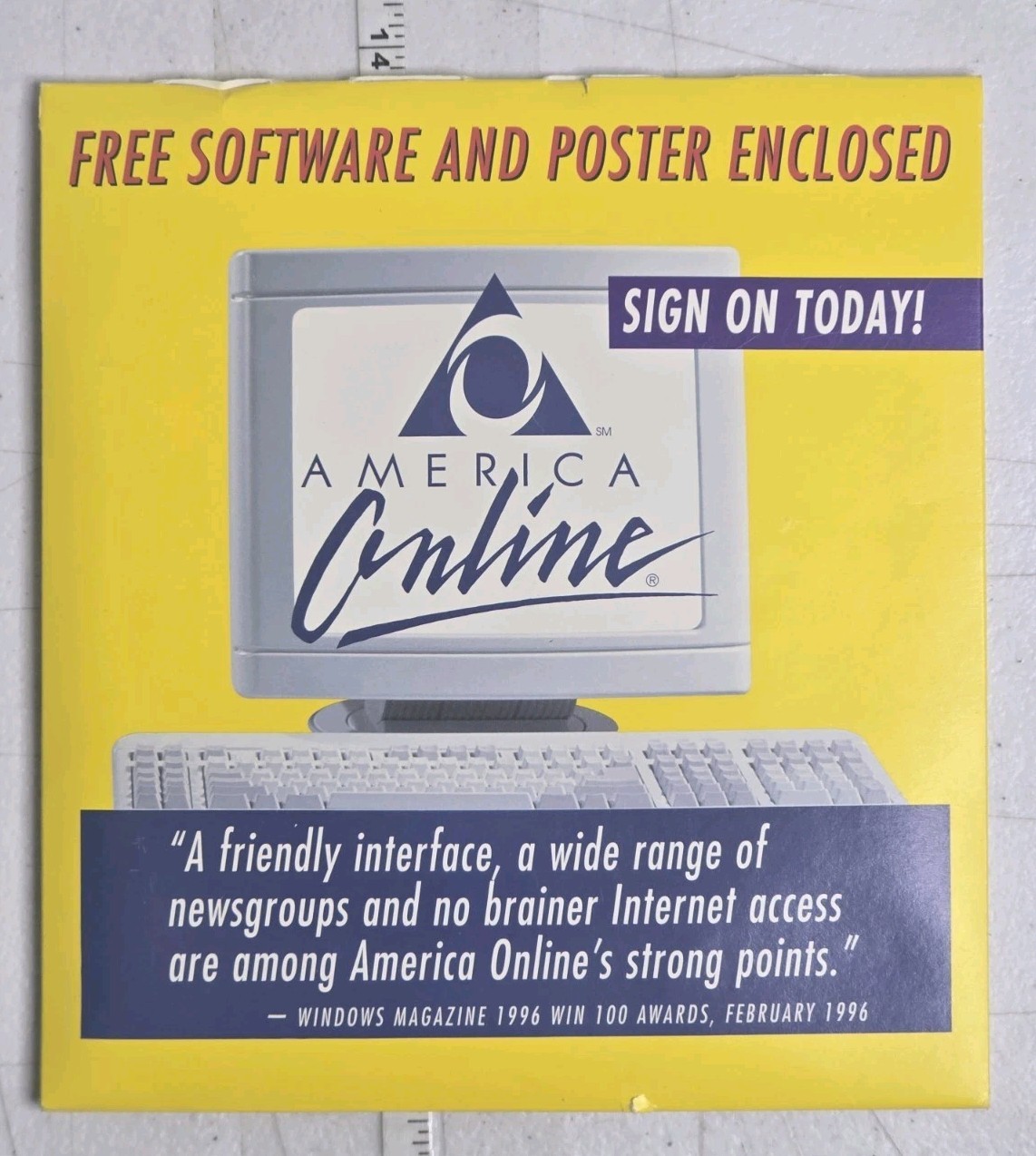 AOL America Online Windows Software 15 HR Trial Sealed Kit Poster 1996 New