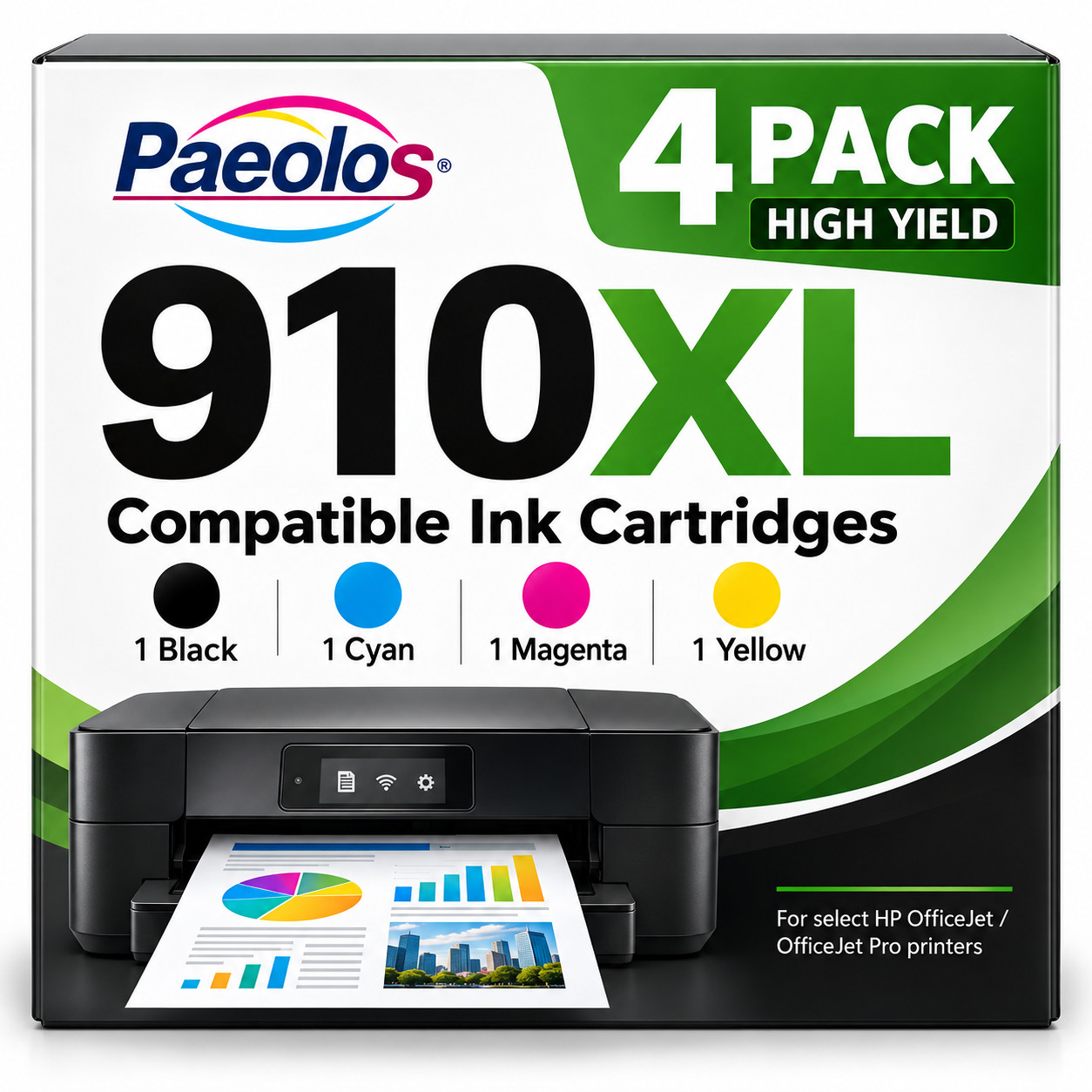 910XL Ink Cartridges for 4 Pack Replacement for OfficeJet Pro 8025e 8025 8028e