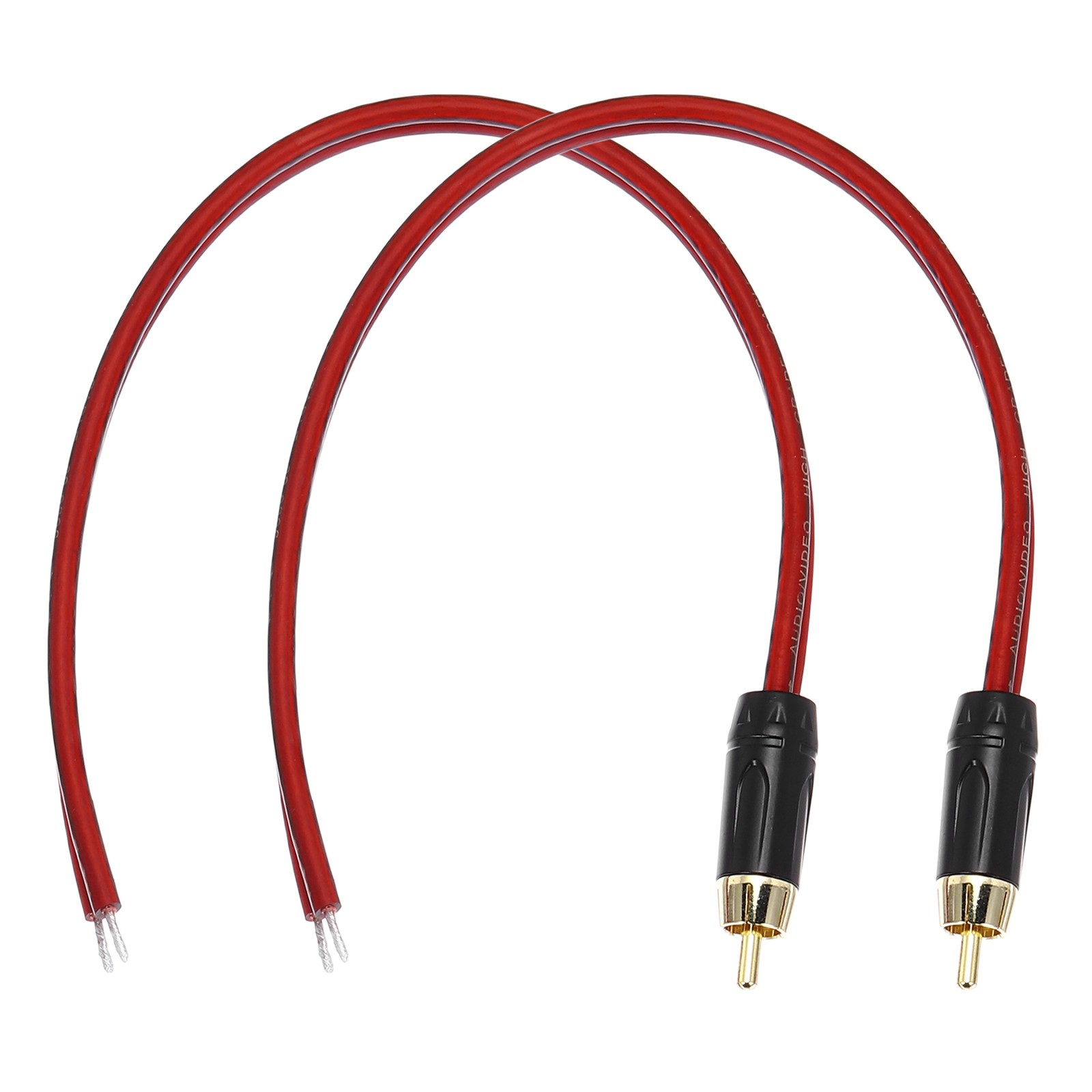 2 Pcs Gold Plated RCA Cable, 0.98ft (0.3 Meter) RCA to Bare Wire Open End