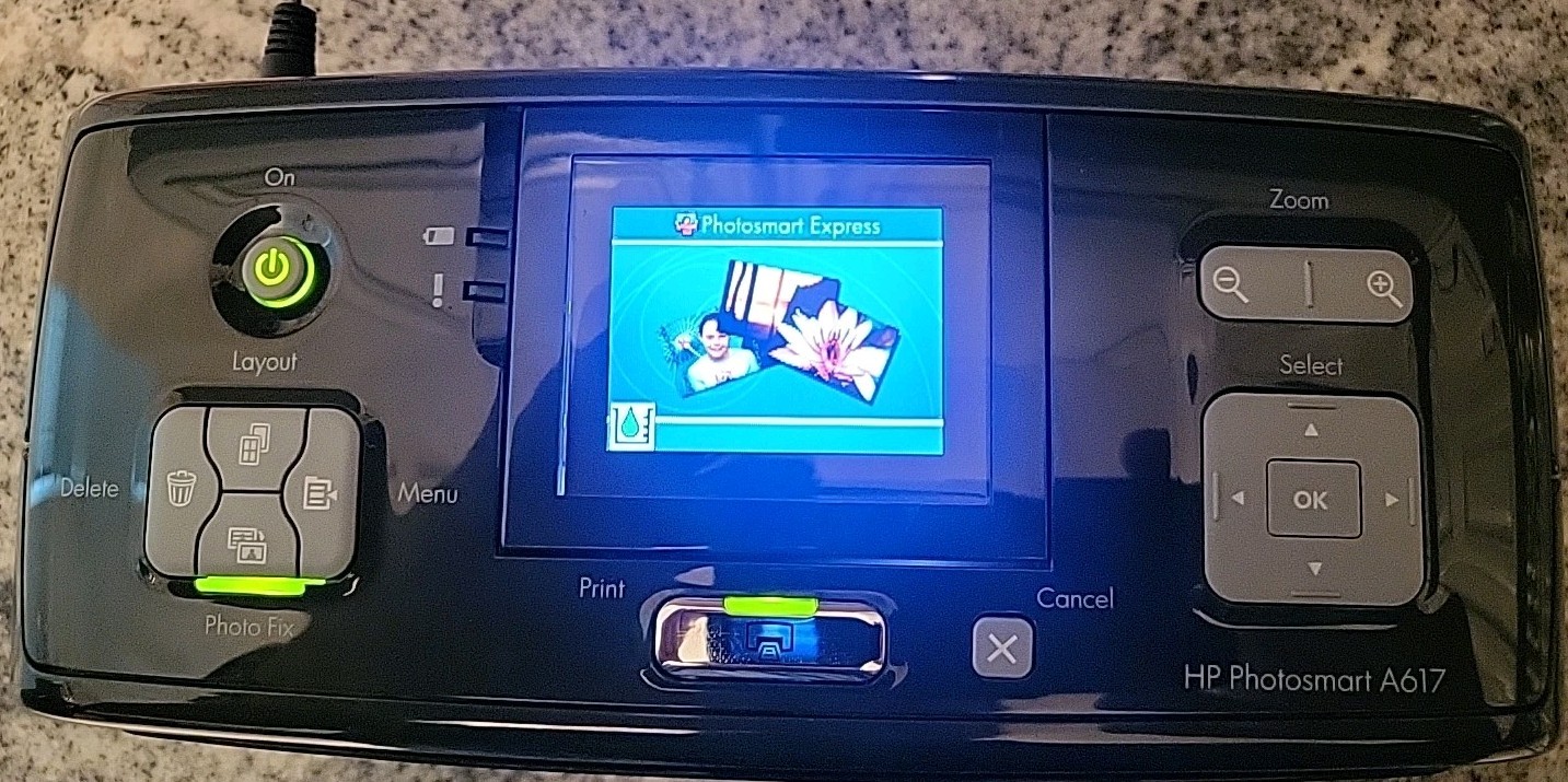 HP Photosmart A617 Compact Photo Printer 5X7  Missing Cable Tested 