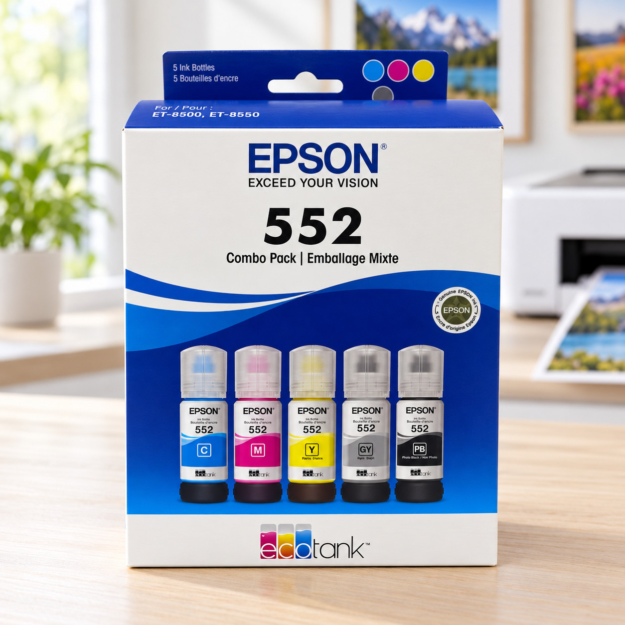 Genuine Epson T552 High Yield Ink Cartridge 5-Pack CMY Photo Black Gray OEM