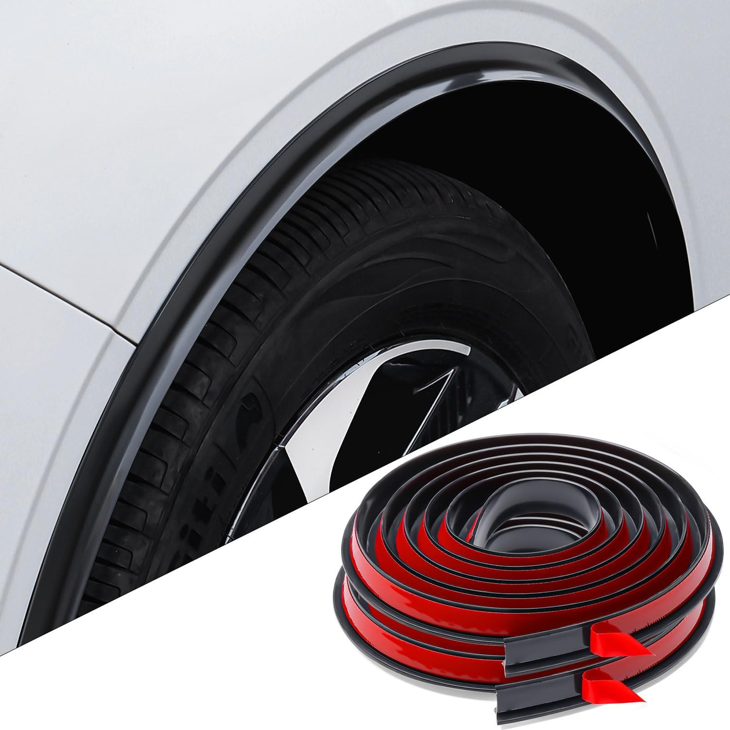 Glossy Black Silicone Wheel Arch Protector 21FT Glossy Black Universal Car Fende