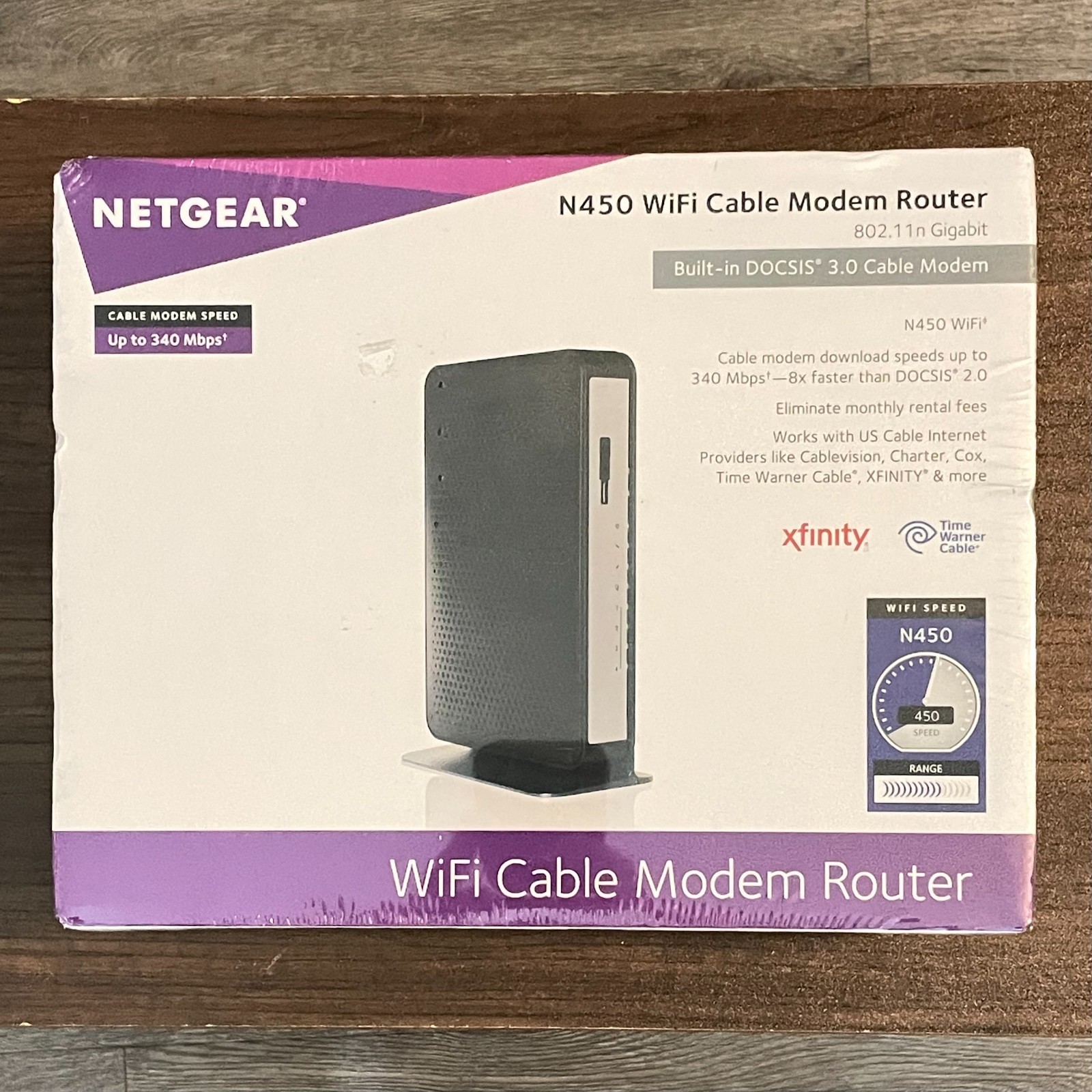 Netgear N450 DOCSIS 3.0 WiFi Cable Modem Router New Sealed