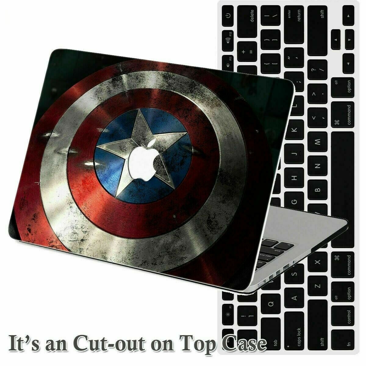 Captain America Shield Rubberized Cut Hard Case KB Cover For New Macbook Pro Air