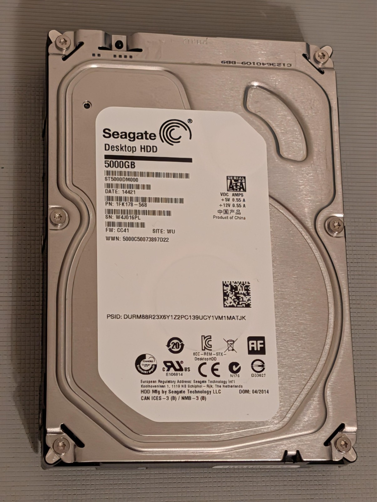 Seagate 5TB ST5000DM000 3.5" SATA Hard Drive — Tested, Good Health