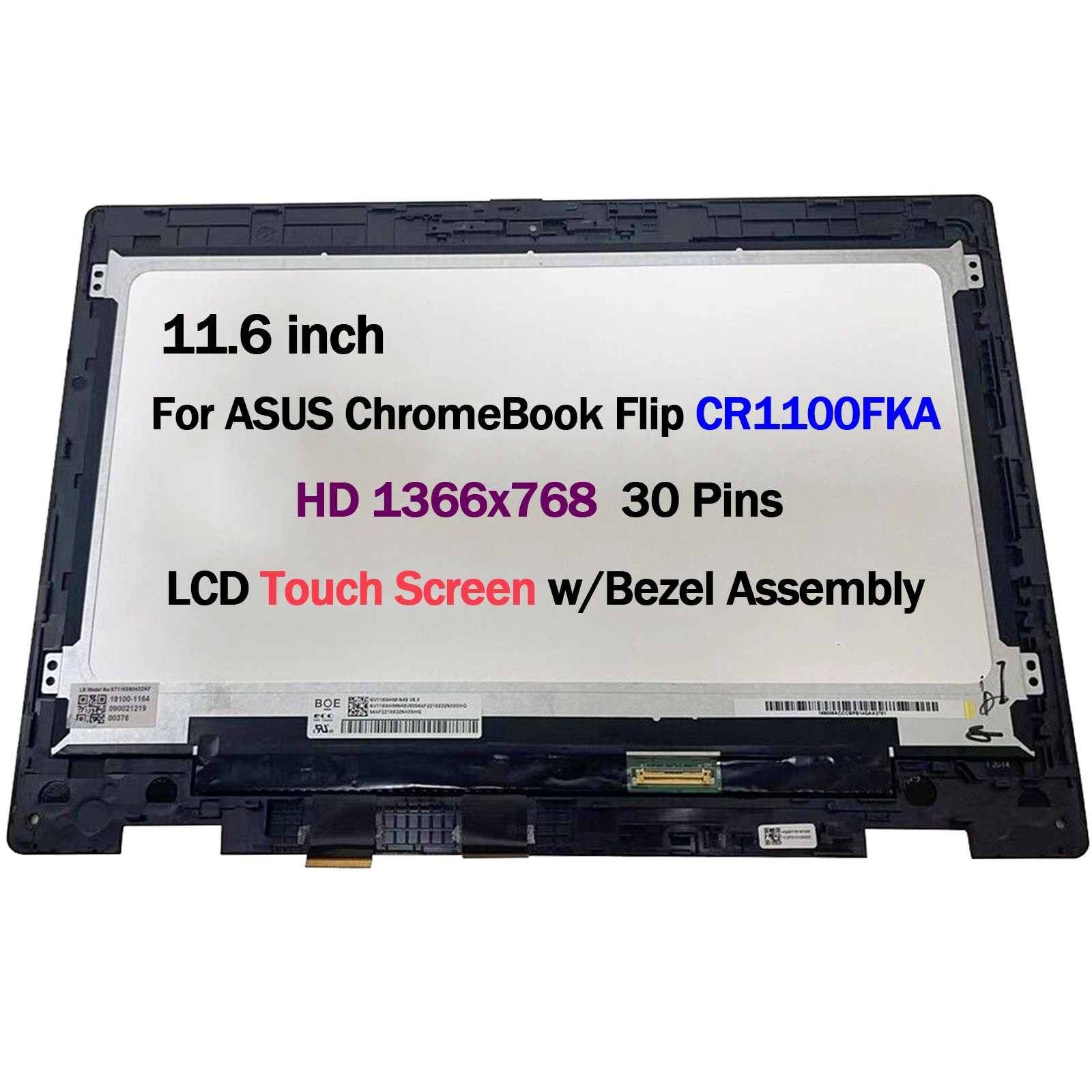 New For ASUS CR1100FKA 11.6" HD Touch LCD Screen Display W/Bezel 90NX03E1-R20010