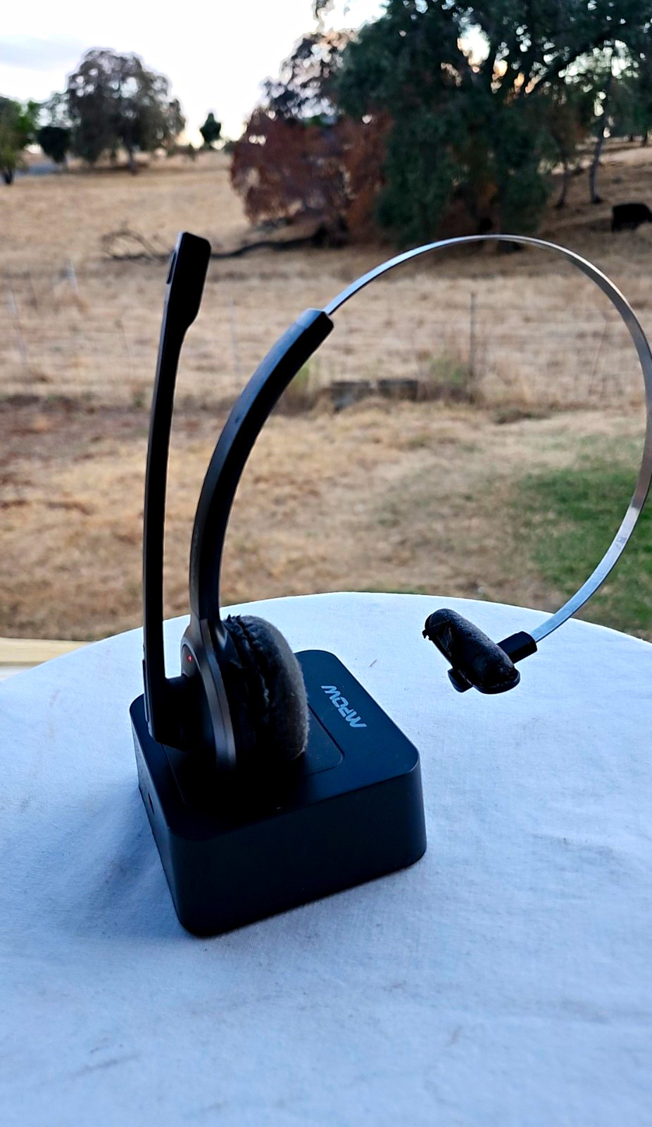 Mpow M5 Bluetooth Wireless Headset w/Charging Base, Noise Cancel Boom Mic