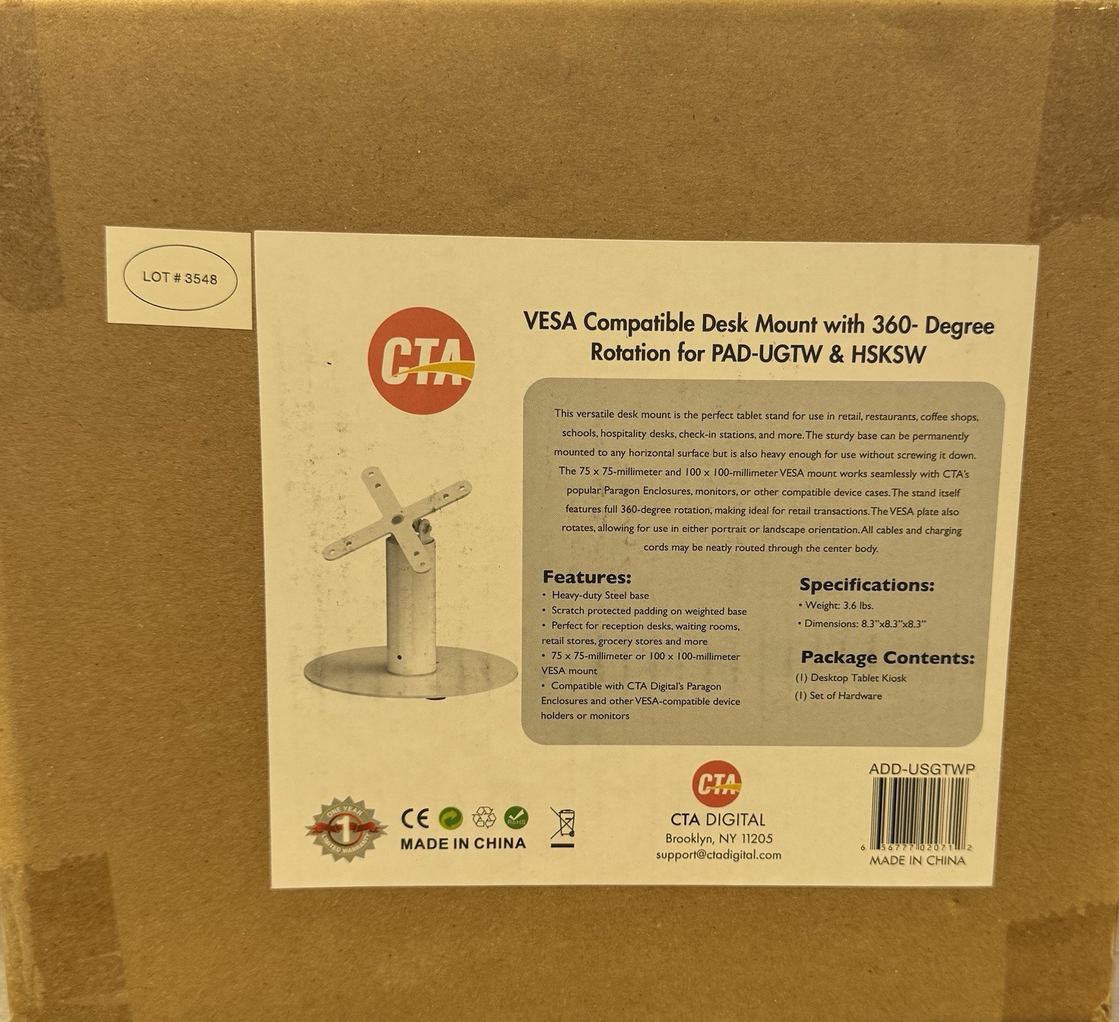 CTA Digital: Universal Security Grip Kiosk Stand for 7.9-12.5" Tablets