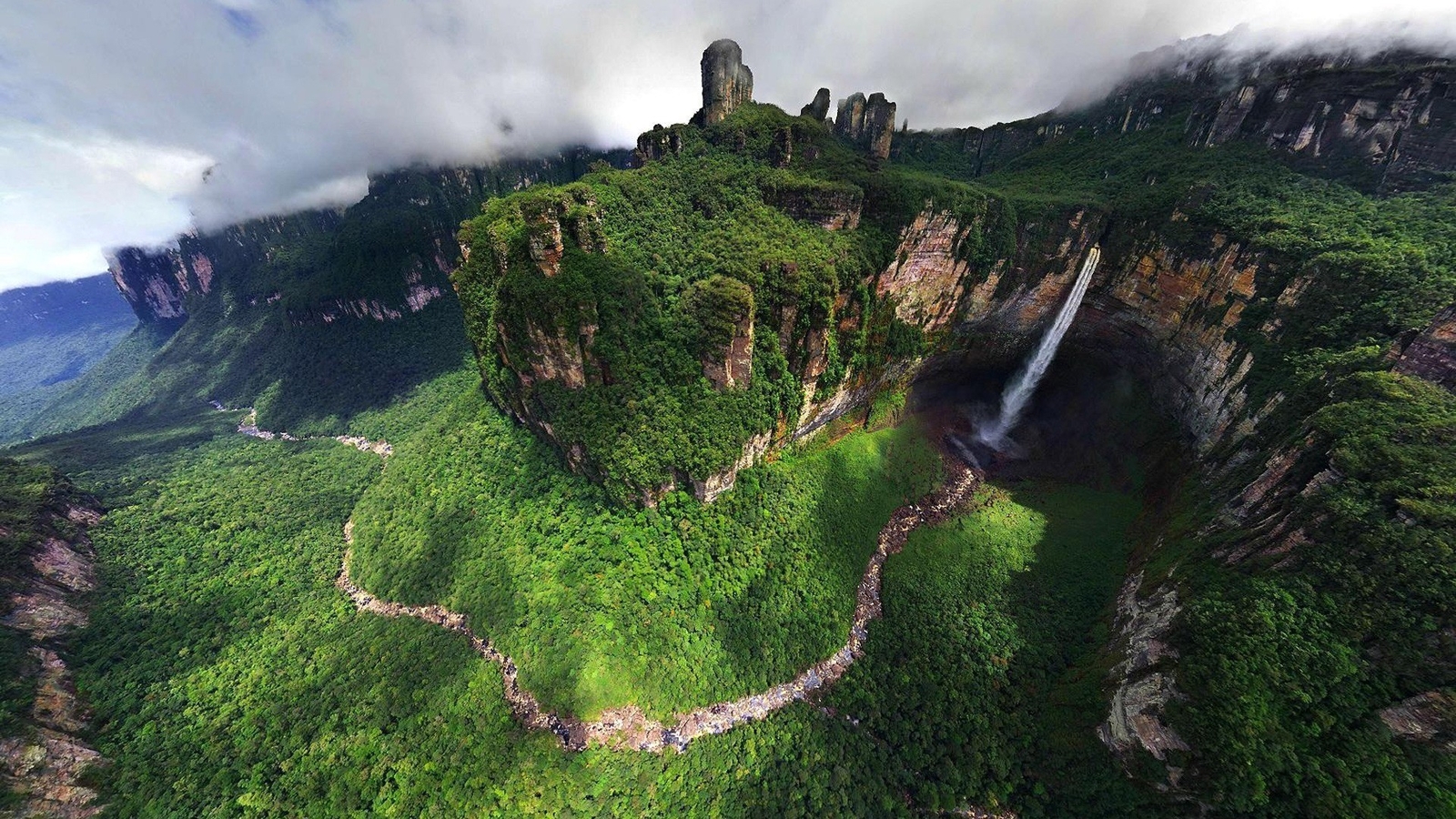Landscape nature rock formation waterfall venezuela Custom Gaming Mat Desk