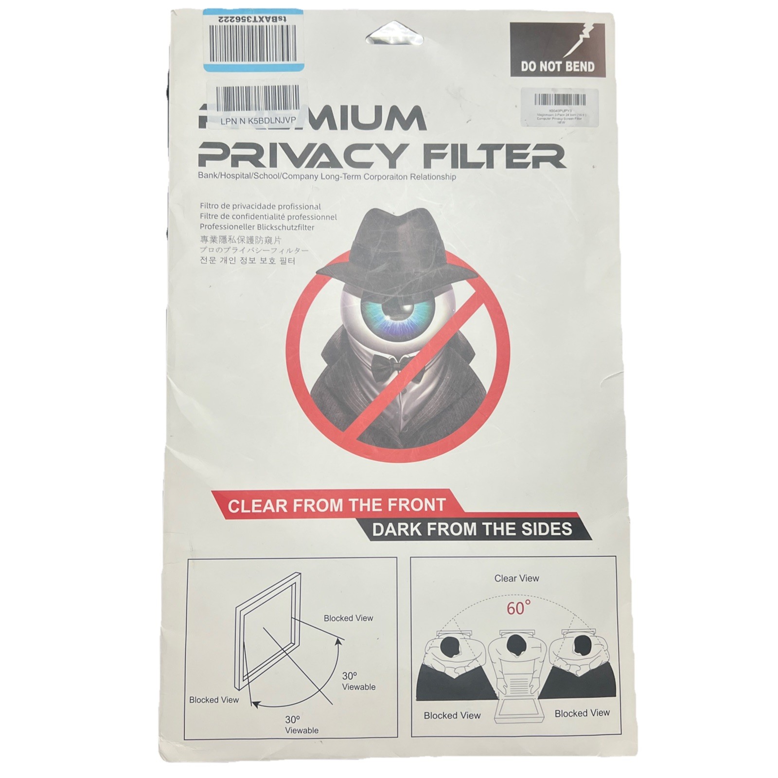 Magicmoon 2 Pack 24 Inch Monitor Privacy Screen Filter 16:9 Anti Glare