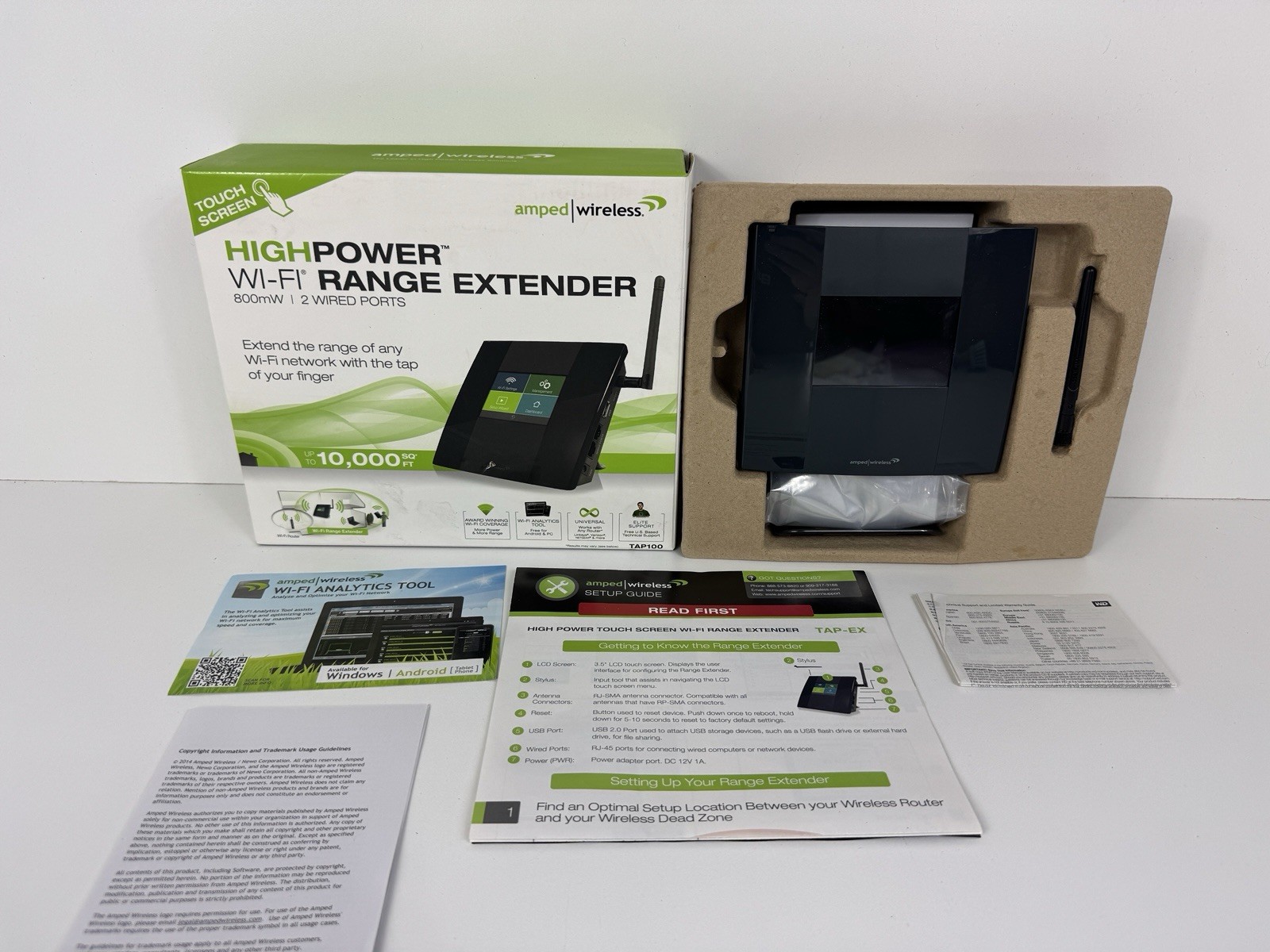 Amped Wireless TAP100 High Power Touchscreen WiFi Range Extender Open Box