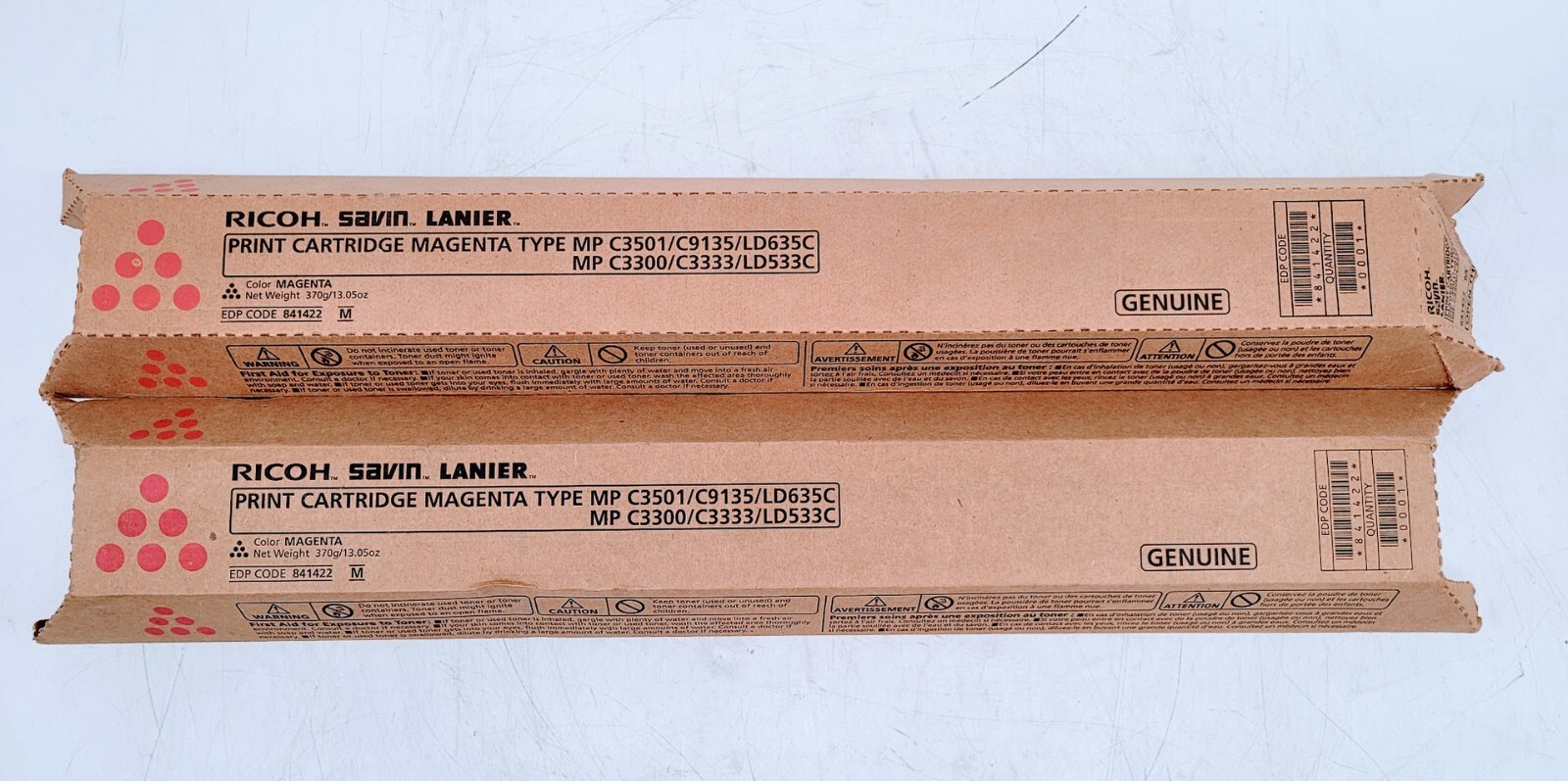 Lot of 2 Ricoh Savin Lanier Magenta Toner Cartridge 841422