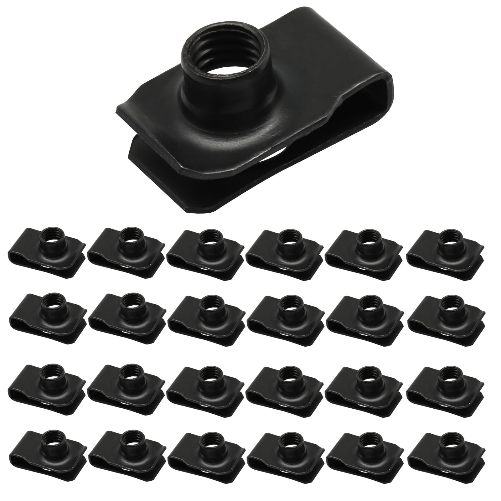 Cionyce 25 Pcs M8 U Type Nuts, Spring Steel Black
