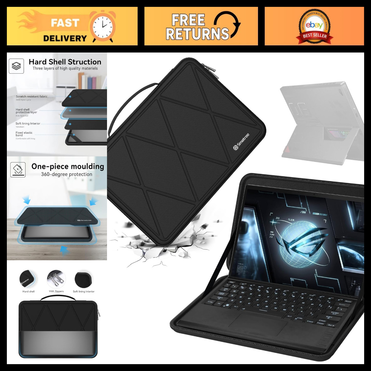Hard Protective Sleeve Case for 13.4" ASUS ROG Flow Z13, Shockproof, Lightweight
