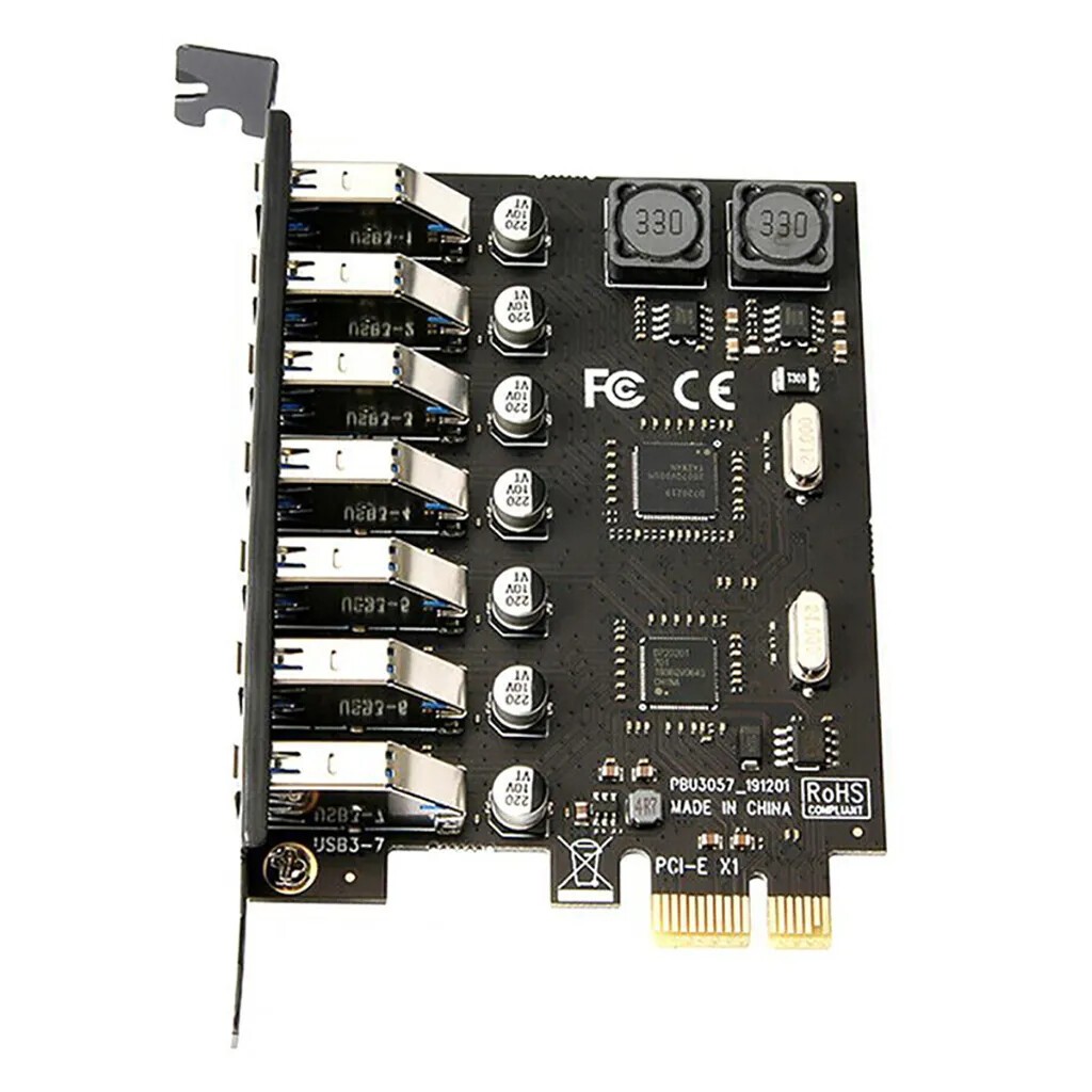 Expansion Card USB3 PCIe PCI-e USB 3.0 PCI Express Adapter PCI e to 7 port USB 3