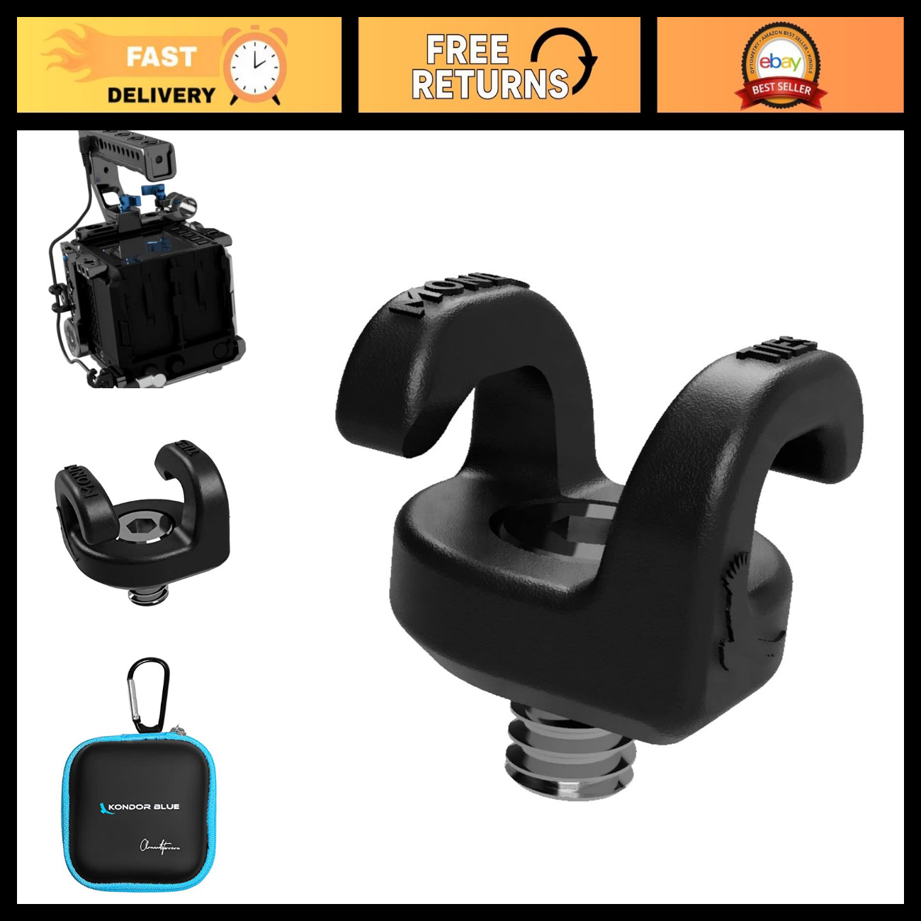Cable Management Clips for Camera Rigs - 10-Pack, 1/4-20 Mount, Organizes 2-3 Ca