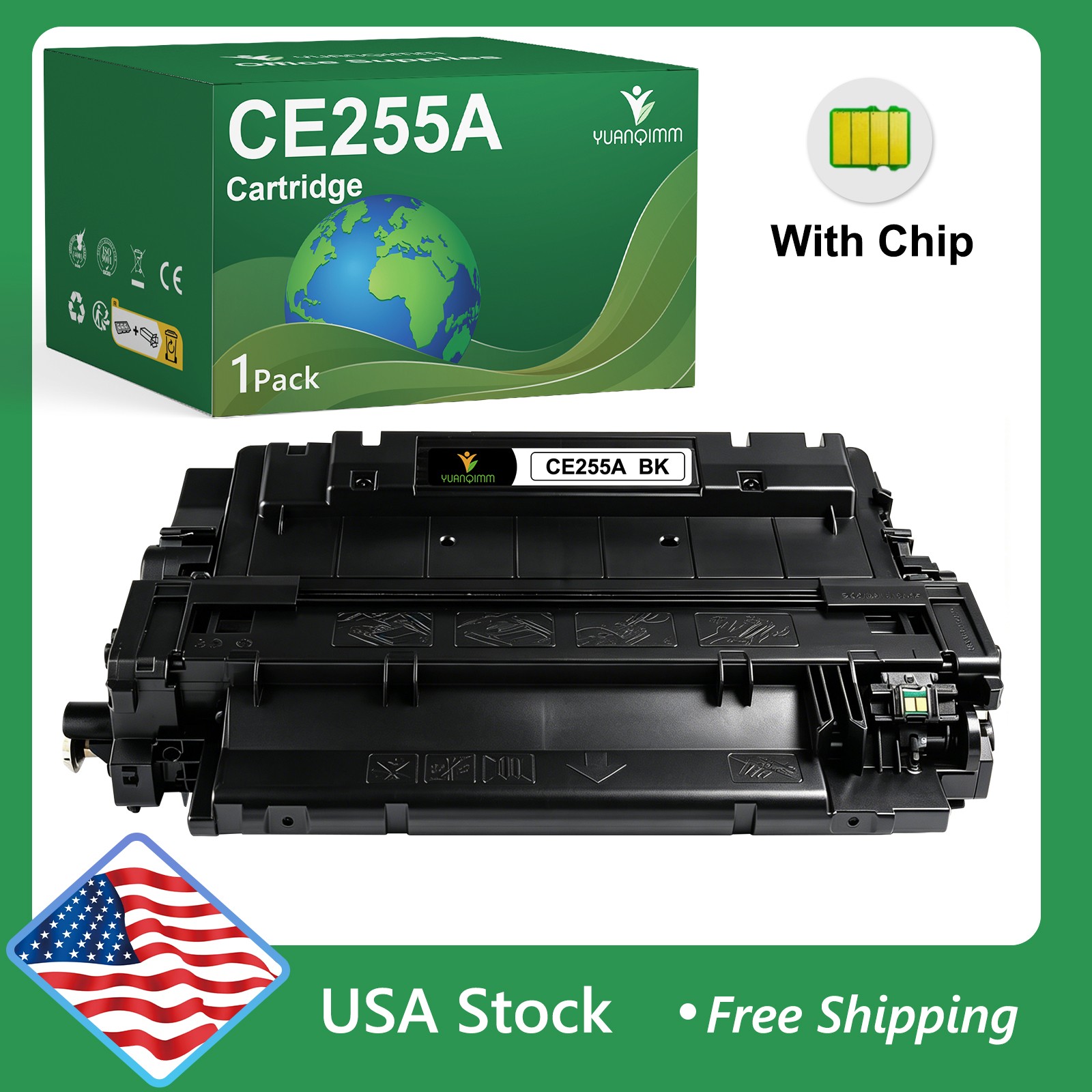 1 Pack CE255A Toner Cartridge For HP LaserJet Enterprise P3015d 500 MFP M525f/dn