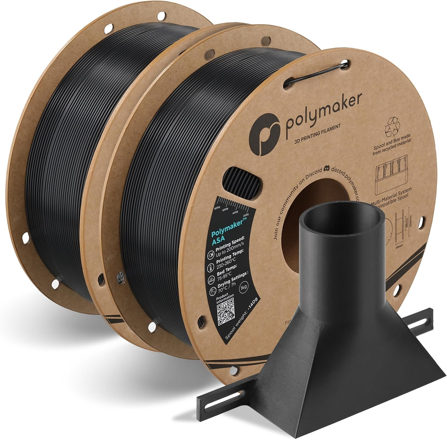 Polymaker ASA Filament Bundle 2KG Black*2, UV & Weather Resistant, 1.75mm