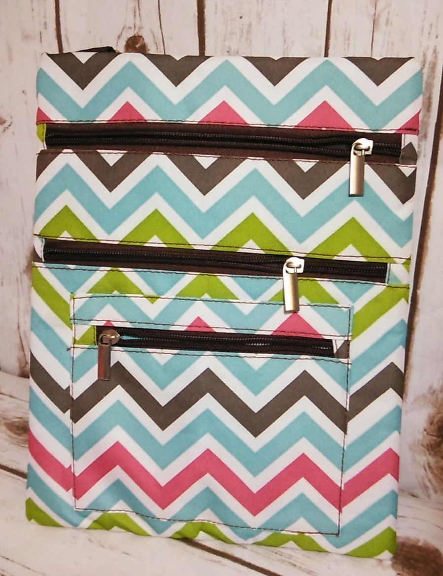 TABLET MESSENGER IPAd PADDED Chevron BAG tote SCHOOL TRAVEL.