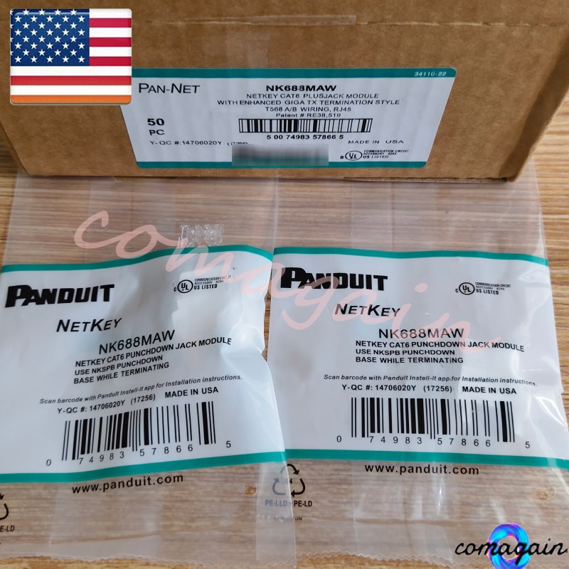Qty50 For Panduit NK688MAW Cat 6 Keystone Punchdown Jack Module, Arctic White