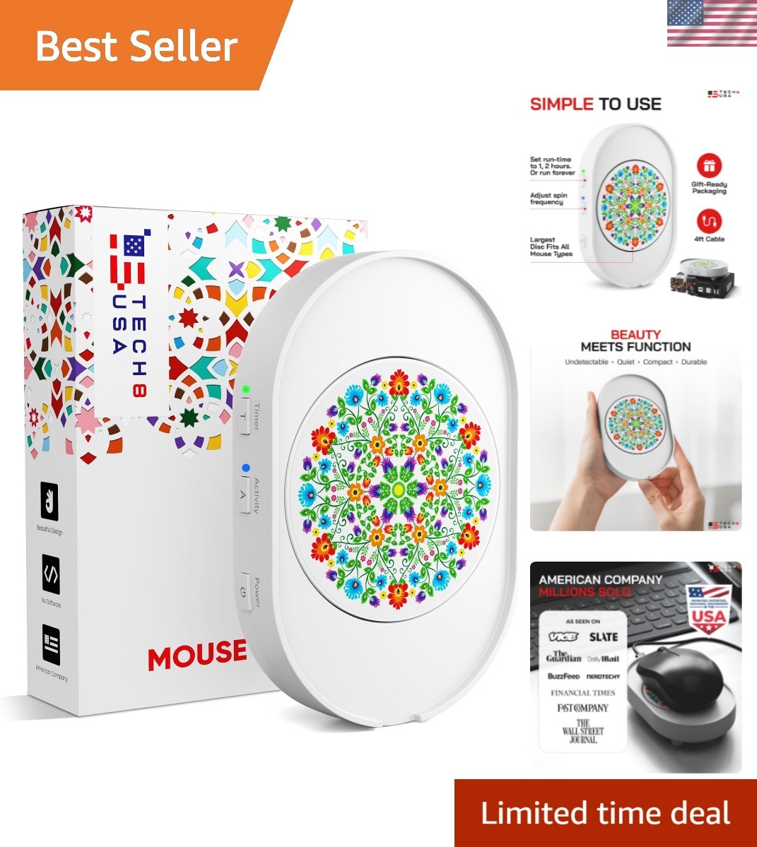 Mega Disc Mouse Mover Jiggler, Adjustable Activity & Auto-Turn Off Timer Sett...