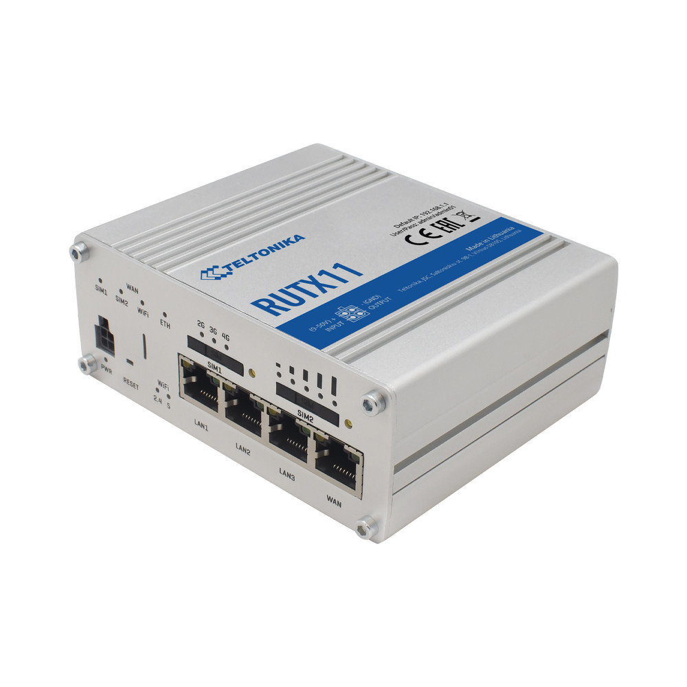 Teltonika RUTX11 Industrial 4G LTE Dual SIM Router (4.5) Cat6, RUTX11100400, up