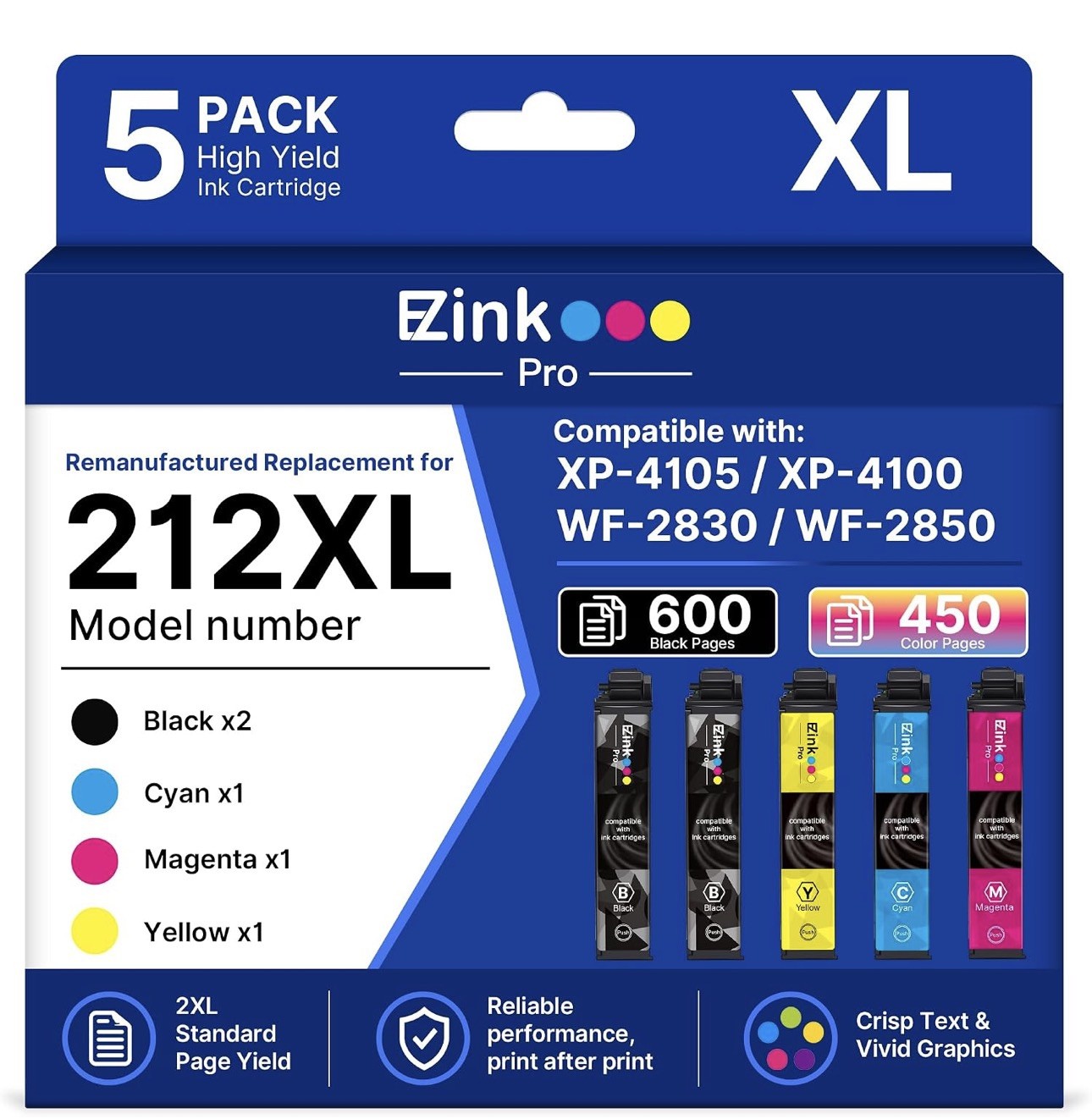 Ink Replacement for Epson 212XL Ink Cartridges Combo Pack