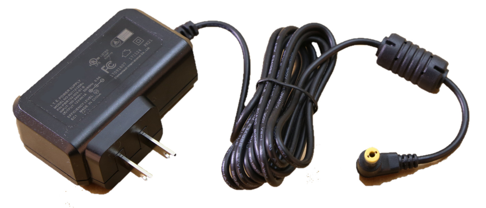 Verifone I.T.E. Power Supply; Input: 100-240V, 50/60Hz, 0.5A; Output: 12V, 1A