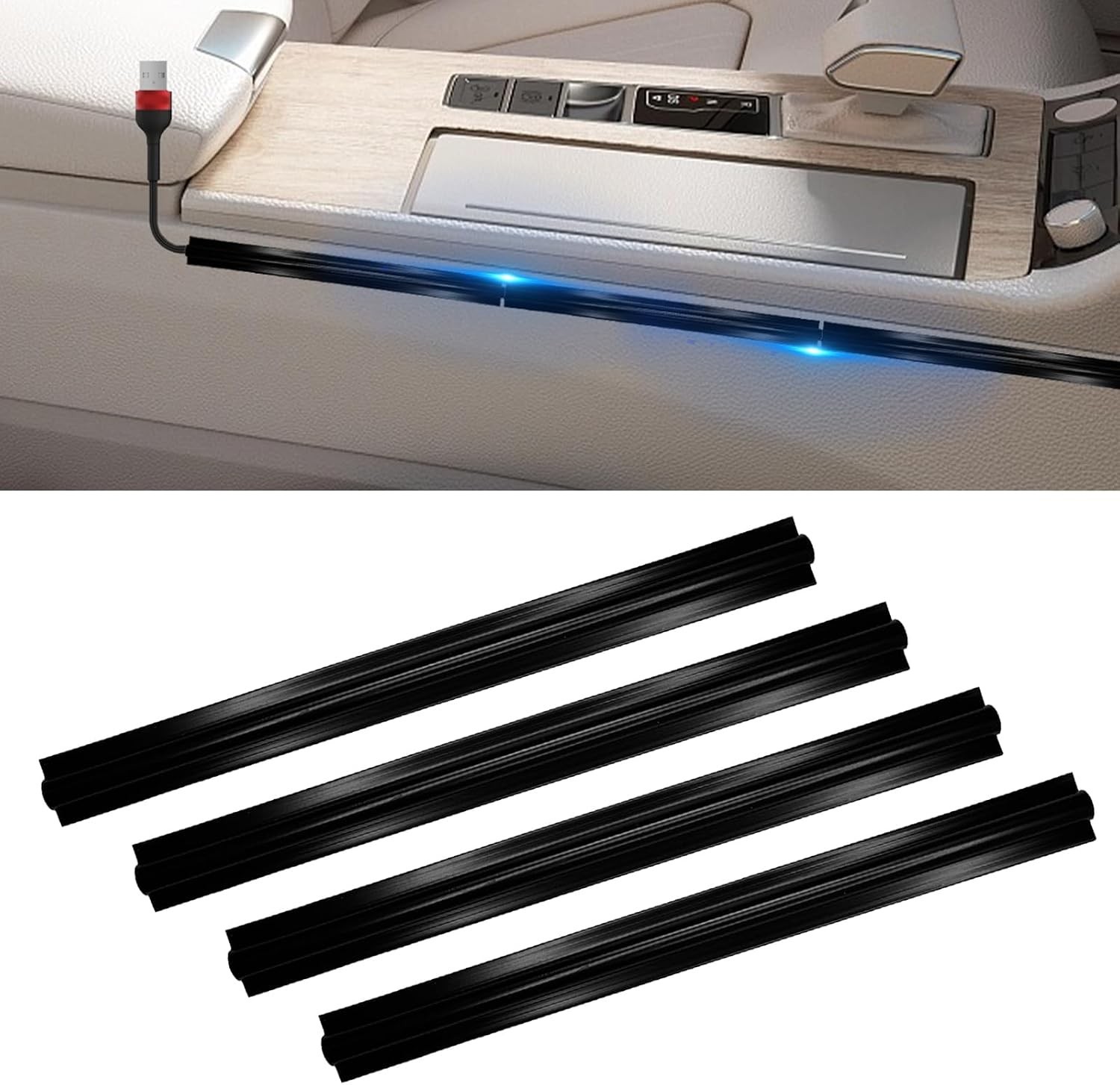 Car Cable Management Wire Cover 4Pcs Automotive Clip Adhesive USB Audio Video