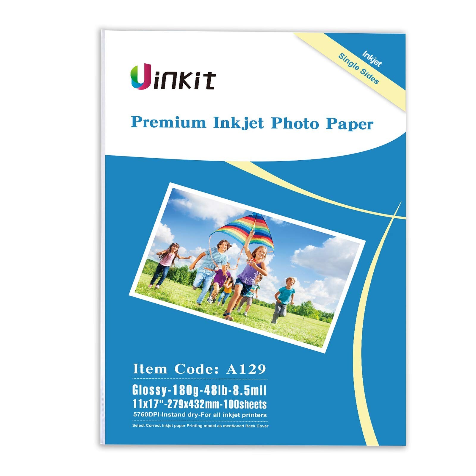 Uinkit 100 Sheets Photo Paper Glossy 11x17 Inkjet 48lb Single Side Print Post...