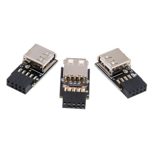 3pcs/Set 9Pin/10Pin Motherboard Front Panel Header Female to Single USB 2.0