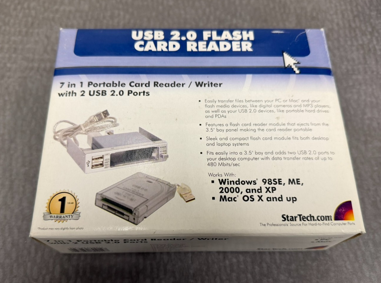 StarTech 7-in-1 Portable USB 2.0 Flash Card Reader w/ USB 2.0 Ports 35FCREADREM