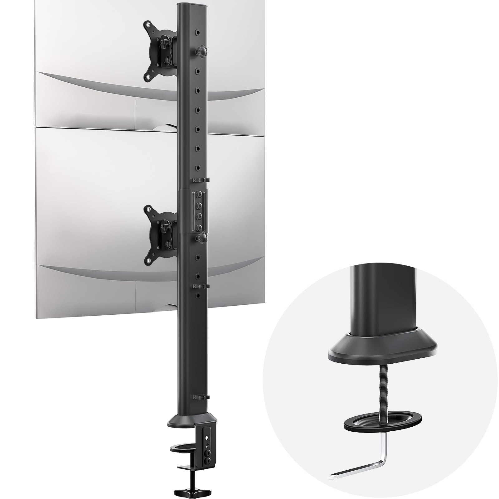 HEMUDU Dual Monitor Articulating Desk Mount Arm Stand - Vertical Stack Screen...