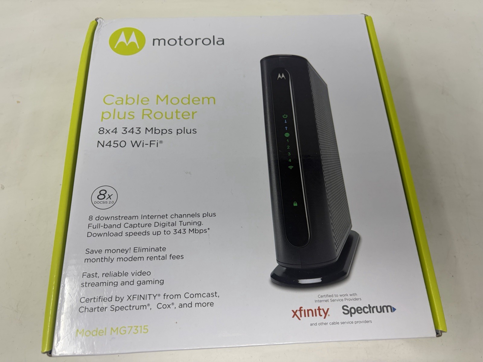 NEW SEALED Motorola MG7315-10 343Mbps Cable Modem Plus Router