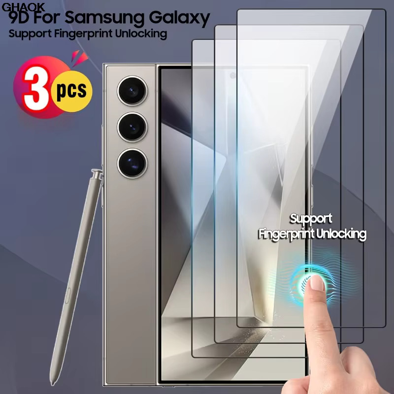 3 Pack HD Clear Tempered Glass Screen Protector Fingerprint Unlock S25 S24 FE