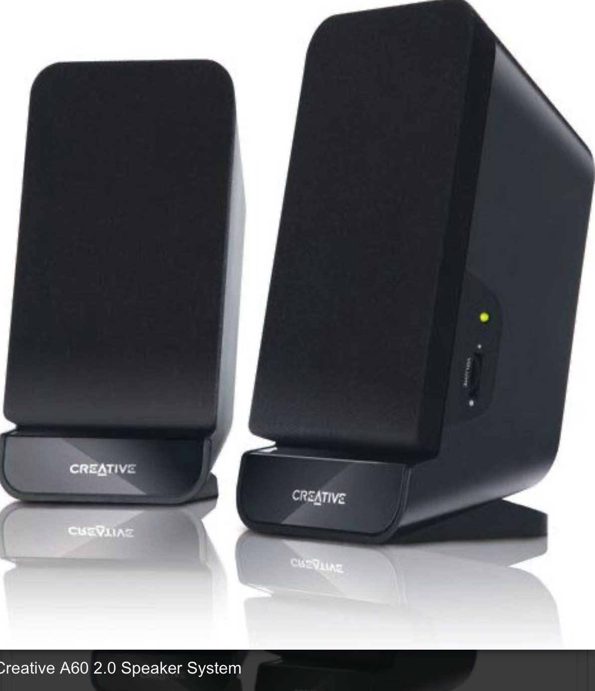 NEW Creative A60 2.0 Computer Desktop Stereo Speaker System Pair Black NIB.
