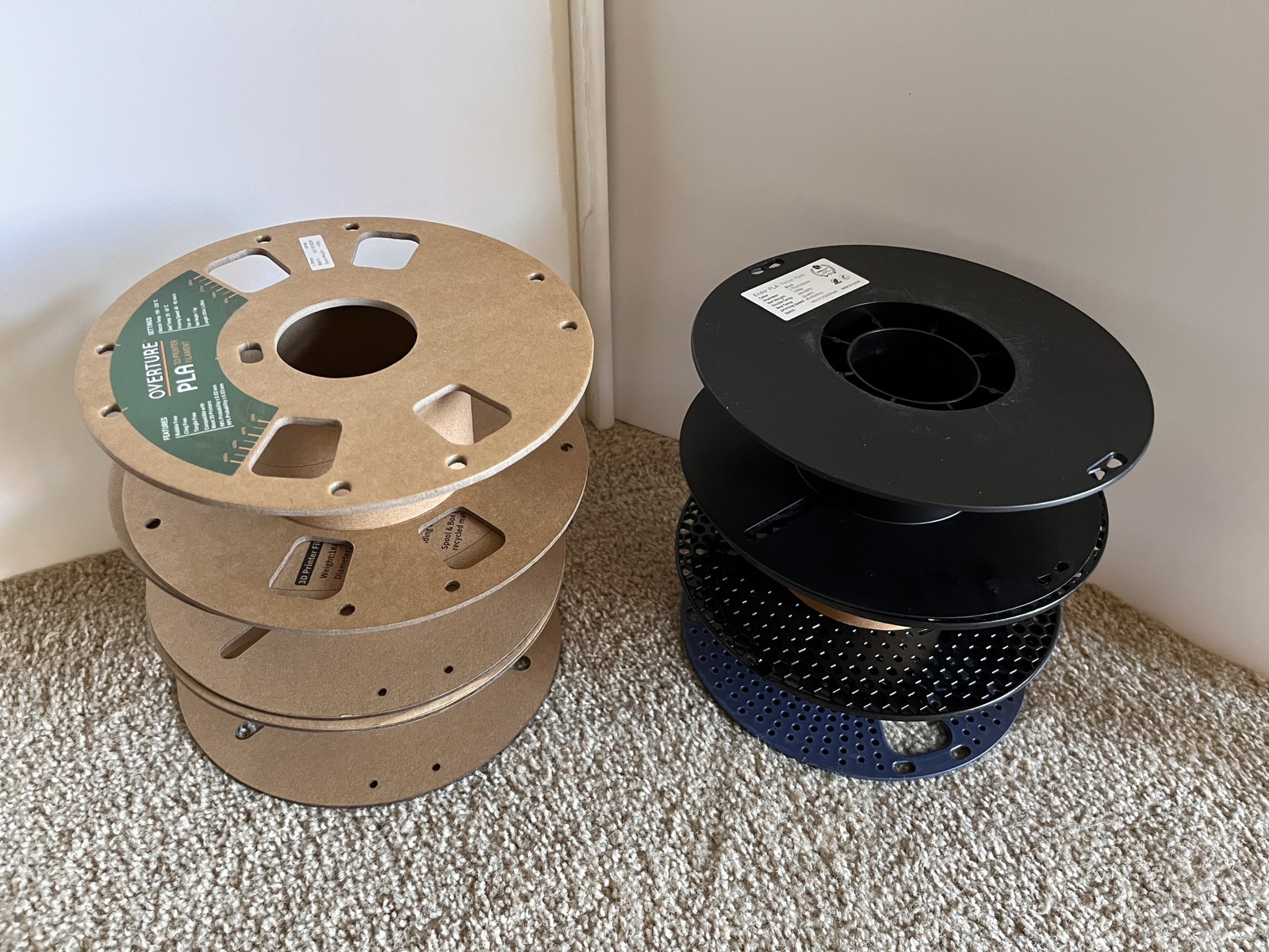 6 Empty 3D Printing Filament Spools