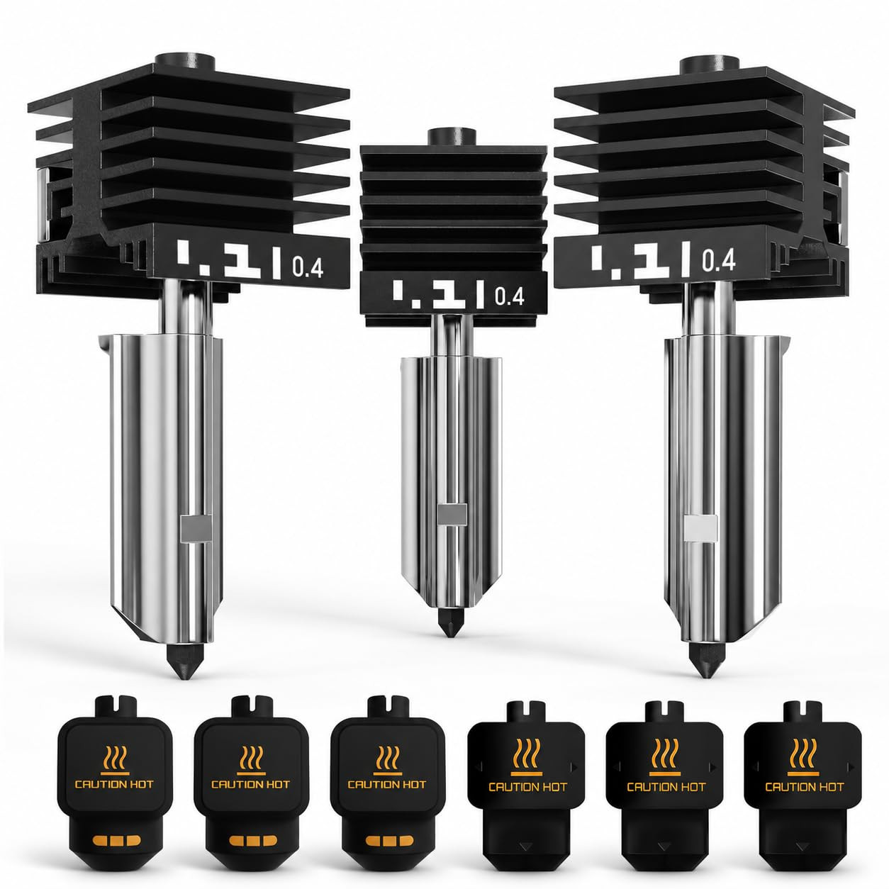 3 Pack 0.4mm Hotend for Bambu Lab X2D, P2S, H2D, H2S, H2C, A1, A1 Mini and A2L
