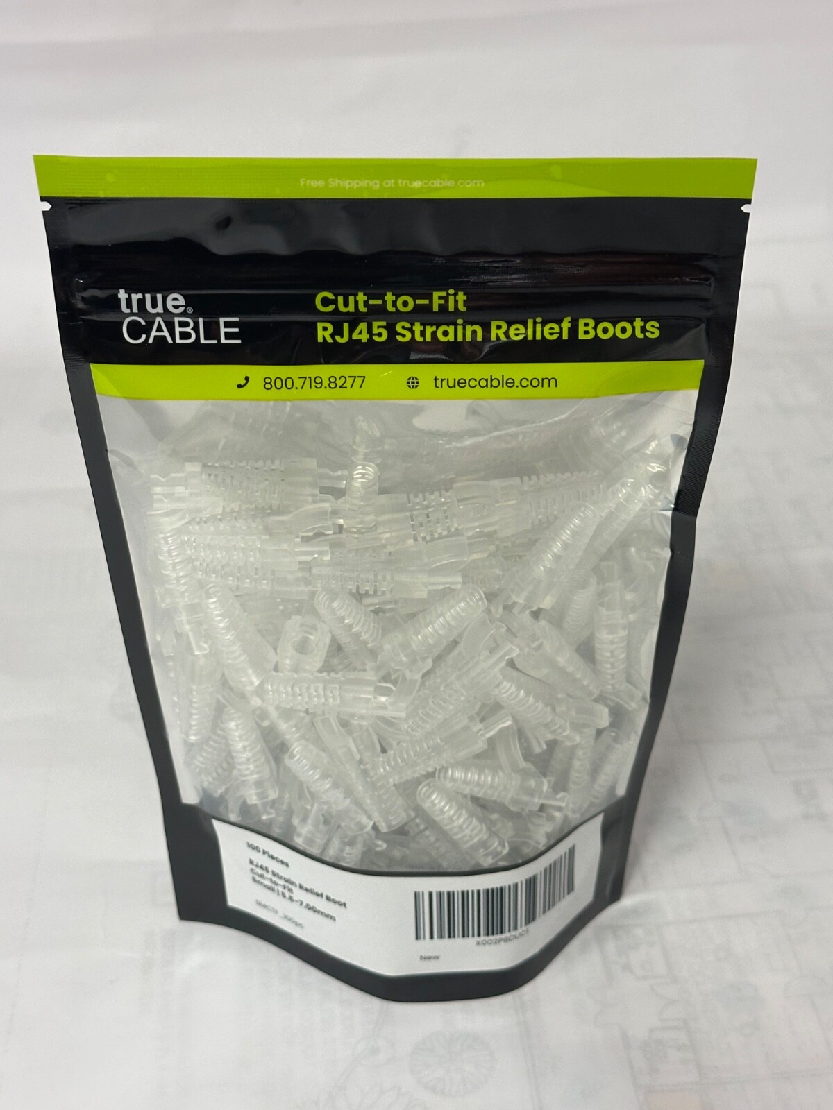 RJ45 Strain Relief Boot Clear Cut-to-fit Small 100 pieces 