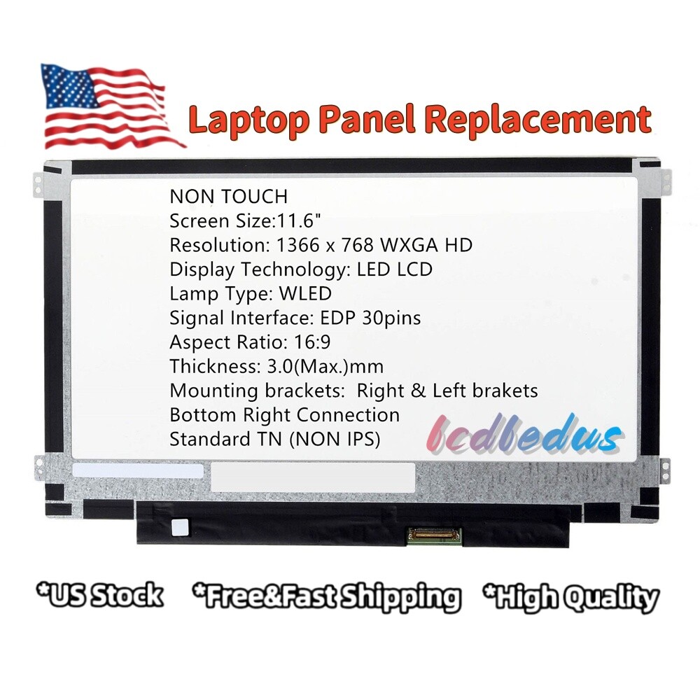 New Screen Replacement for 11.6" B116XTN02.3 LED 1366x768 WXGA HD Matte 30 Pin